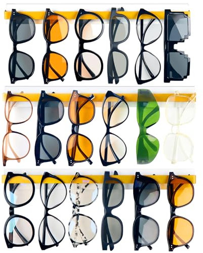 Alyoen 3er-Pack Brillenhalter,Sonnenbrillen Aufbewahrung, Brillenständer für 18 Brillen,Weißgold Brillenablage,Geeignet für Zuhause, Einkaufszentren, Büros usw.