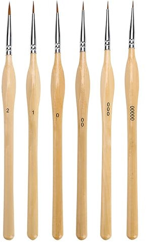 LacyMC 6 Pieces Fine Detail Paint Brush Miniature,Fine Detail Brushes with Triangular Handles,Mini Paints Brush Set for Acrylic,Watercolor,Oil,Face,Nail,Scale Model Painting
