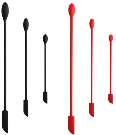 Mini Silikon Spatel，6 Stück Teigschaber Silikon Klein Make Up Spatel Marmeladen-Spatel Doppelkopf Spatel für Küche Schmale Flasche Kosmetik