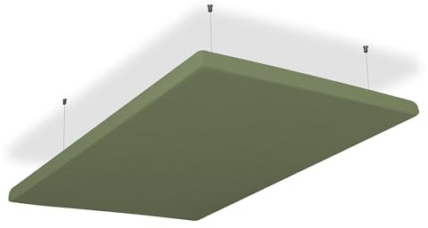 SILENT4® Plafond absorbant acoustique 114x72x5cm en non-tissé acoustique, montage par câble, acoustique améliorée prouvée par panneau acoustique en vert