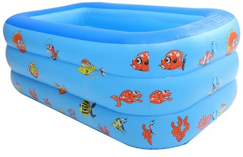 ibasenice Aufblasbares Kinderbecken aus Robustem PVC 130cm Blau Planschbecken für Babys und Kleinkinder Vielseitig für Garten und Innenräume Erfrischendes Wasserspielzeug