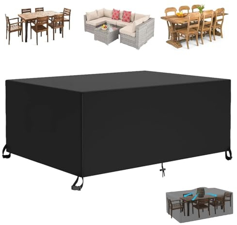 Housse Table De Jardin 205x90x75cm /LxWxH Bache De Protection Salon De Jardin Housse De Mobilier De Jardin étanche /Bache Table de Jardin en Tissu Oxford, 420D Housse De Table Jardin Rectangulaire