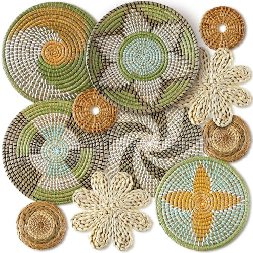 Tatuo 11 Pcs Boho Wall Basket Decor Woven Wall Hanging Art, Stylish