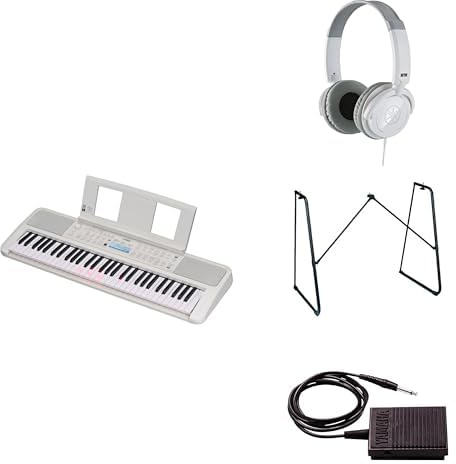 Yamaha Tragbares EZ-310 Keyboard für Anfänger im Paket mit HPH-100-Kopfhörern, L-2C-Keyboardständer und Sustain-Pedal