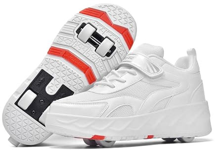 DRFGHK Schuhe mit Rollen 2-in-1-Rollschuhe, Kinderschuhe, Skateboard-Schuhe, Turnschuhe, 4-Rad-Rollschuhe, Laufschuhe, verstecktes Hinterrad