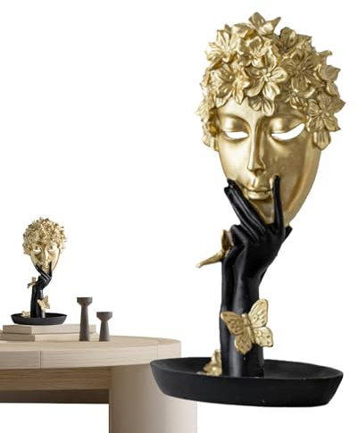 Arrovarp Gesichtsstatue, Denkerstatue - Kunstharz-Blume, Blondes Haar, abstrakte Figur, Denker, Basteln | Tischdekoration, Sammelfigur für Weinschrank, Bücherregal, Theke