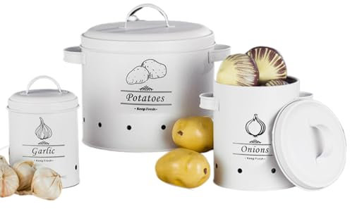 Hjatirace Contenitori per verdure da cucina, per patate bianche, cipolle da cucina, vasi da cucina vintage, eleganti vasi per verdure, barattoli rustici per patate, facili da usare, portatili per la