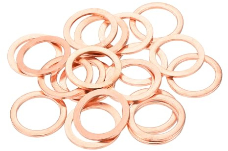 QUARKZMAN 22 Pièces Rondelles Plates en Cuivre, Rondelles d'Écrasement Plates Métriques en Cuivre Amélioré, 18x24x1.5mm, pour Raccords Hydrauliques Vis Écrou Réparation Électronique