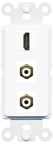 RiteAV 1 puerto HDMI 2 RCA - Acoplador hembra hembra hembra para pared decorativa, placa frontal [blanco]