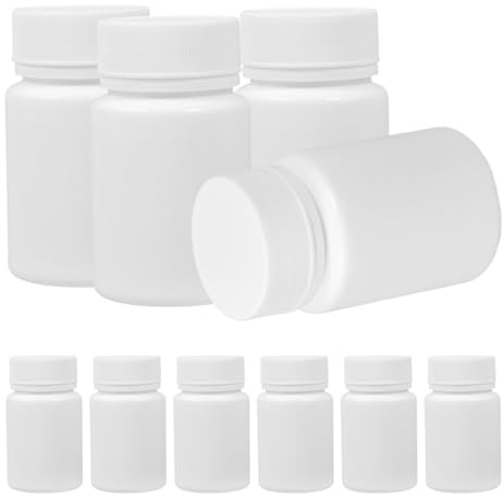 OATIPHO Lot de 20 Flacons PEHD Blancs 50 ml avec Bouchons à Vis | Fermeture Hermétique, Format Compact pour Pilules et Compléments Alimentaires