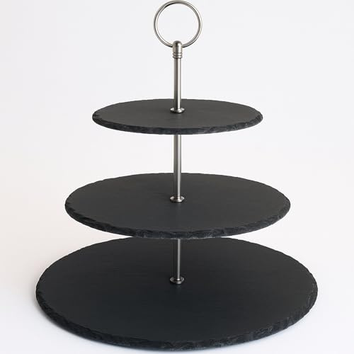 hausleben Etagere mit 3 Ebenen, Schiefer, D: 20cm/28cm/35cm