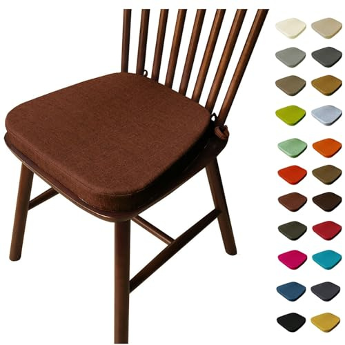 Stuhlkissen 40x38/43x40/43x42cm mit Bändern,Dickes 3/5/8cm Waschbare Sitzkissen Rutschfest,Stuhlauflage Stuhlpolster ,Abnembar Mit Reißverschluss,für Zuhause Büro Küche Esszimmer(E18,43X40X35*8cm)