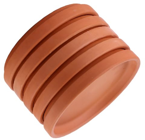 FONDOTIN 5 Pièces Lot de Coupelles Pot de Fleurs Terre Cuite Plateaux Drainage Étanches pour Plantes Dintérieur et Extérieur Supports Antidérapants pour Pots de Jardin et Décoration Maison