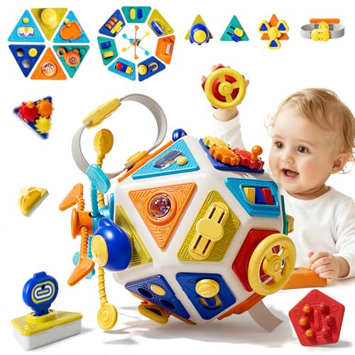 22‑in‑1Toddler Busy Board Activity Cube Toys, Montessori Sensory Toy & Travel Leaning for Toddlers, Early Education Active Toy and Fine Motor Skills Development Toy for 1 2 3 Years Old Boys & Girls