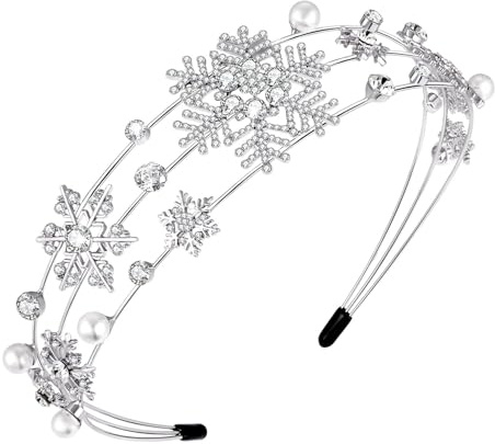 Weihnachts Haarreif Silber Strass Schneeflocke Stirnband Perle Stirnbänder, Schneeflocken Haarschmuck, Weihnachten Kopfschmuck für Frauen Geburtstag Weihnachten Halloween Fasching Party