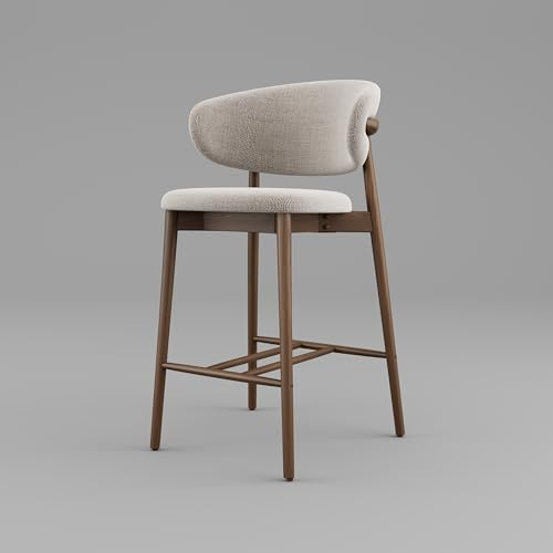Ergonomic Wood Dining Chairs with Curved Back, Upholstered Seat, Adjustable Foot Pads for Dining Room Comfort