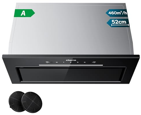 CIARRA CBCB5931A Cappa Aspirante Integrata da 52 cm, con Controllo a Onda, Luce LED, Filtro a Carbone, Opzioni di Ricircolo e Canalizzazione, Cappa da Cucina Sottile Sottolavello