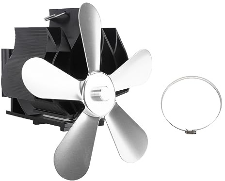 PODSJD Ventilador de Chimenea de 5 Aspas, Alimentado por Calor para Estufas de Leña, Plata - Ahorro Energético y Mayor Distribución de Calor, Ideal para Hogares y Camping (Pago)