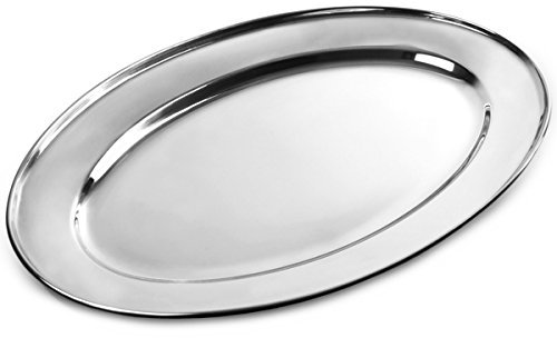 Stainless Steel Oval Meat Flat 450mm | Carvery Plate, Meat Platter, Roasted Meat Dish, Stainless Steel Plate
