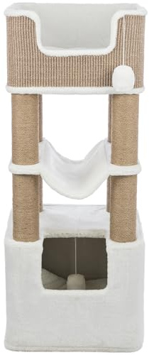TRIXIE Kratzbaum XXL Lucano 110 cm in weiß/taupe – robuster Katzenbaum für große Katzen mit Spiel- und Entspannungsmöglichkeiten, komfortabel & stabil – 44669