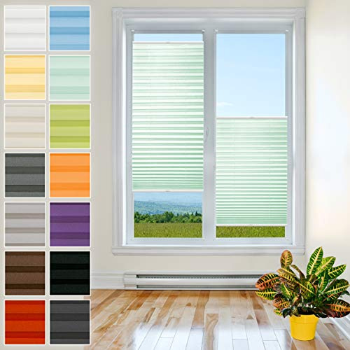 Plisart Premium Plissee Klemmfix Ohne Bohren, Mint 55x70cm, Sonnenschutz, Lichtdurchlässig, Easyfix Rollo Plissees für Fenster, Faltrollo, Jalousie zum Klemmen, Plisseerollo