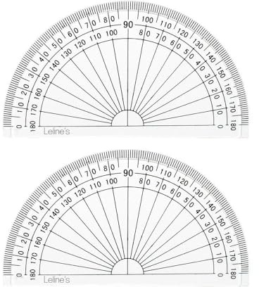 Leline's Plastic Protractor, 4 inch Student Math Protractors, Pack of 2, Clear