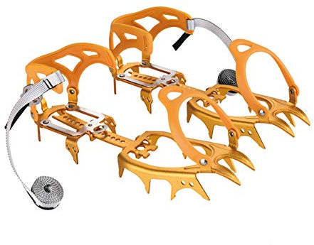 Tentock Outdoor Ultraleicht 14 Zähne Klauen Steigeisen für Wanderschuhe - Aluminiumlegierung Spikes für das Bergsteigen(golden)