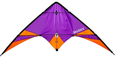 Wolkenstürmer® Skydart Lenkdrachen (lila) - Kite für Einsteiger und Fortgeschrittene – Flugfertig mit Polyesterleinen & Flugschlaufen - 175cm groß