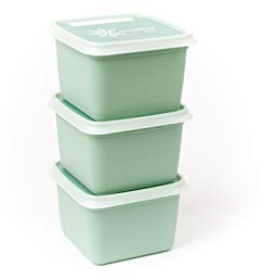 Amuse A-000255 Bio Alaska Gefrierdosen-Set, 3 x 750ml, Bio-Kunststoff mit 70% Zuckerrohr, Recyclebar, Vorratsdosen mit Deckel, mikrowellen- und spülmaschinenfest