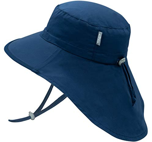 JAN & JUL Wide Brim Breathable Cotton Boy Sun-Hat (XL: 6-12 Years, Navy: Navy Trim)