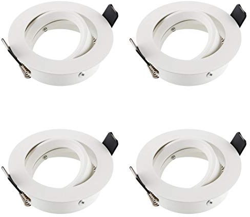 SEBSON Gehäuse für Einbaustrahler mit GU10 Fassung - Einbaurahmen Alu - schwenkbar - Lochdurchmesser 73-77mm Abdeckung Ø84mm für Deckenspots, 4er Set