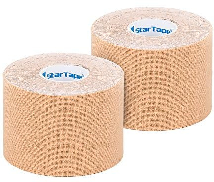 SL StarTape power - Kinesiologietape, Sporttape aus Baumwolle, selbstklebendes Physiotape, wasserabweisend, hautfreundliches Taping, 5 x 550 cm, beige, 2er Set