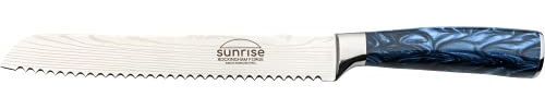 Rockingham Forge Sunrise Collection 8 Bread Knife, Stainless Steel with Resin Handles, Sapphire Blue
