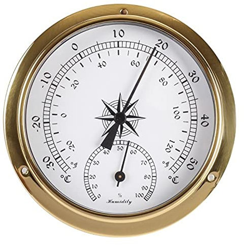 Exanko Thermometer und Hygrometer, Tester aus Kupfer, Schutzhülle für Wetterstation, Boot, zum Aufhängen, 115 mm