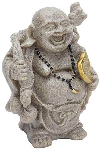 HERCHR Lachender Buddha Statue, Kleine Happy Buddha Figur Feng Shui Buddha für Home Office Garden Decor, 8cm