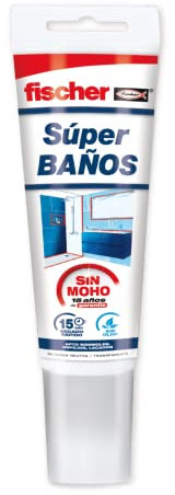 fischer - Silicone trasparente bagno antimuffa Super Bagni, durevole e impermeabile per la sigillatura di bagni, vasca, mammi, cucine senza odori fastidiosi, 100 ml