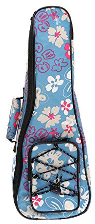 Ukulelenetui Gigbag für Bariton- oder Bass-Ukulele-Instrument, 66 cm (26 Zoll) (Blaue Blume)