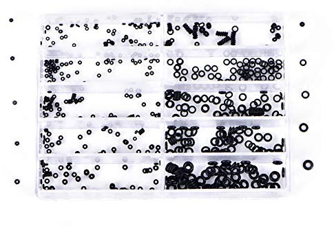 SagaSave Guarnizioni O-Ring in gomma, 1 scatola di mini guarnizioni rondelle, set assortito di guarnizioni per orologi, impianti idraulici, rubinetti, Nero