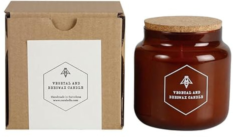 Lamare - Bougie parfumée Beesmax - Bougie végétale 100% - Bougie en pot en verre et couvercle en liège - CERABELLA