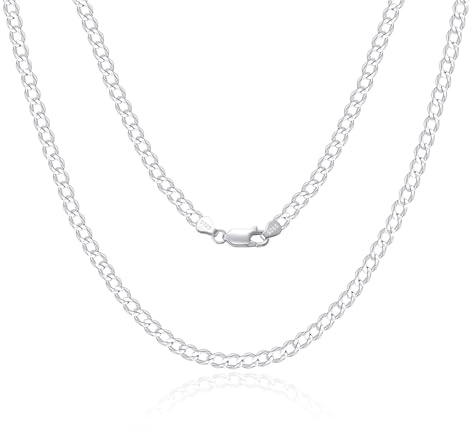 SILBERTALE 925 Sterling Silber Panzerkette Echt Silberkette für Herren Damen 2/3/4mm Breite Dünn Superflache Mehrreihige Kette Hochwertige klassische Halsketten für den Alltag 45–65 cm