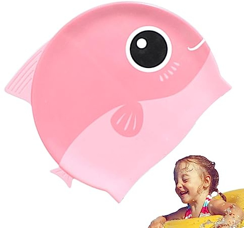 Kasmole natación para niños para niñas,natación Silicona para niños con patrón Ballena y tiburón Dinosaurio - Gorro baño Unisex con protección para los oídos para niños
