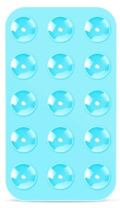 Silicone Suction Cup Phone Mount, Double Sided Phone Suction Holder Back of Phone Sticky Grip Multipurpose Suction Phone Case for Shower Mirror Car Selfies (Light Blue)