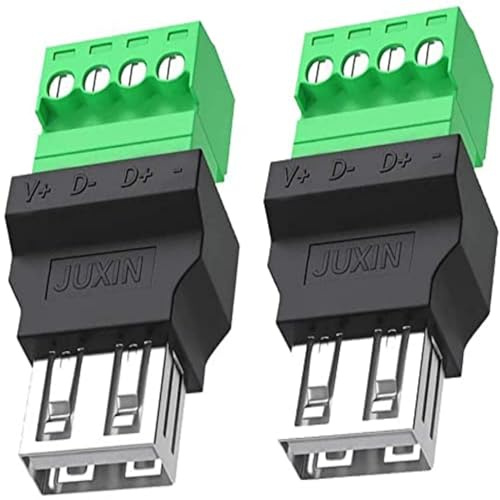 PENGLIN 2PCS Adaptateur USB 2.0 Type A Femelle à 4 Broches,USB 2.0 sans Soudure Femelle Connecteur Convertisseur 300V 8A