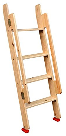 50 55 66 Inch Bunk Twin Bed Ladder Wooden with Handrail,Modern Loft Bed Ladder Non-slip for Home Attic Bedroom Apartments,Load 150KG (Color : Wood Color, Size : 4 Steps)