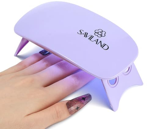 Saviland Mini U V LED Nagellampe, UV Lampe Klein für Gelnägel Tragbarer Nageltrockner für alle Gelnagellacke, Aushärtungswerkzeug in Mausform Kompakt Leicht mit USB Kabel (Lila)