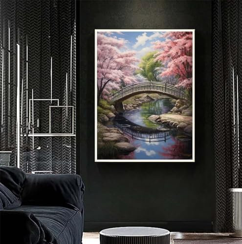 Diamond Painting Japan 77x105 cm, Fluss Diamant Painting Bilder, Malen Nach Zahlen Erwachsene Kinder, DIY Diamond Art Painting Kits, Full Diamanten Painting Malerei Stickerei Set, Home Wand Dekor S473
