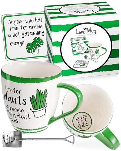 Love Mug®: A Funny Gardening Gift for Gardeners, Featuring A Beautiful Mug with A Printed Message Inside, A Coaster and an Engraved Spade Shaped Teaspoon. Award Winning UK Retailer.