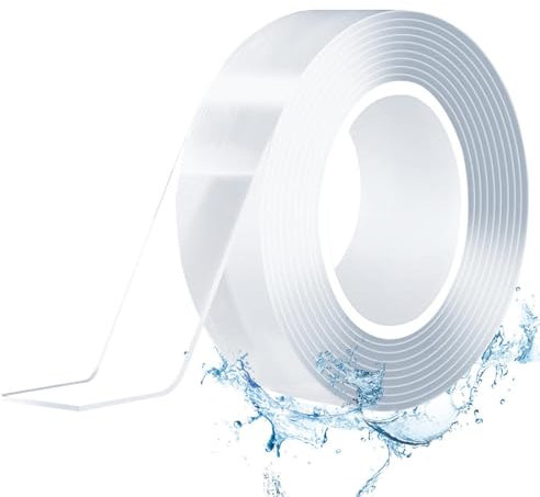 Nano Nastro Biadesivo, Nastro Multifunzione Trasparente Adesivo,Riutilizzabile Lavabile Trasparente Sottile Nano Tape, per Lncollare Foto e Poster,Fissare Tappeti,Articoli in Pasta