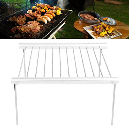 Acouto Tragbarer Campinggrill, Zusammenklappbarer Lagerfeuergrill, Edelstahl-Holzkohlerost, Grillrost, Grillbrenner, Herdständer, für Camping-Kochpicknick Im Freien