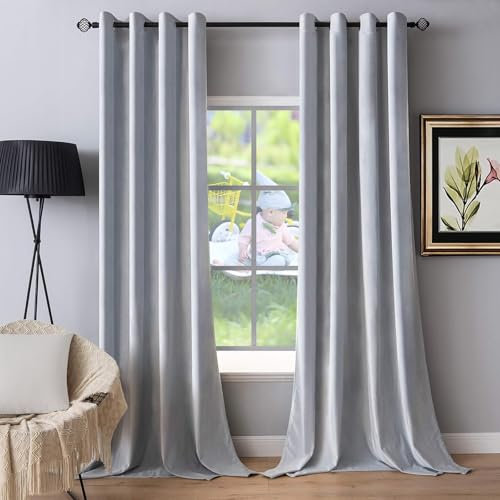 NINGBAI Gardinen Wohnzimmer/2Er Set Ösenvorhang 160 x 160 cm Gardine Schlafzimmer Ösen Thermo Verdunklungsvorhänge/Verdunkelung Curtains für Wohnzimmer, Weiß